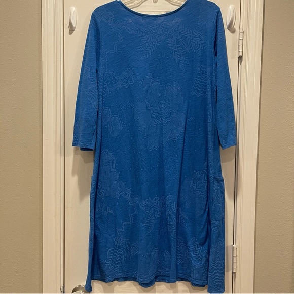 Fresh Produce Dress Womens Large Blue Cotton Loungewear Comfy Floral Made In USA - Picture 2 of 8